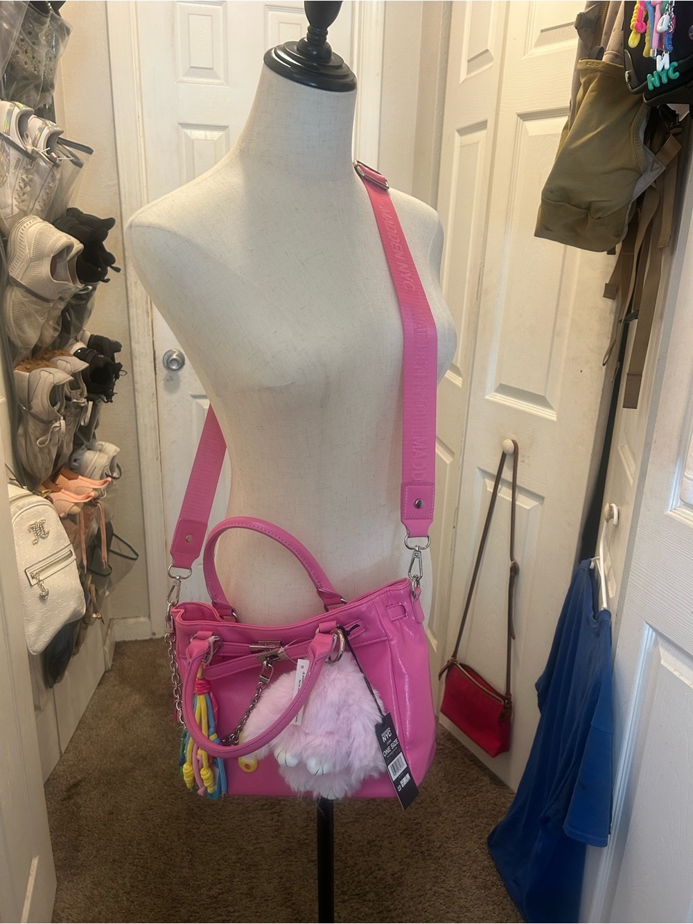 Steve Madden Hot Pink Satchel with Removable Strap